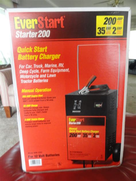 Everstart starter 200 - EverStart Start 200 Manual Quick Start Battery Charger. Lot #38122 Item: 31b7-2490850. Wichita, KS . This Lot is: Closed Thu, Aug 12, 2021 6:42pm CDT. High Bidder ...